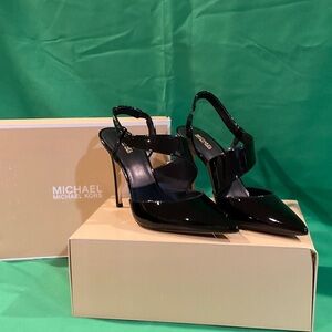 Michael Kors Glossy Black Slingback Heels